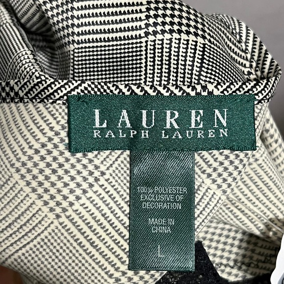 SOLD❌❌❌Lauren Ralph Lauren Houndstooth Satin 2 Pc Short Pajama Set Sz-Large - Picture 10 of 11